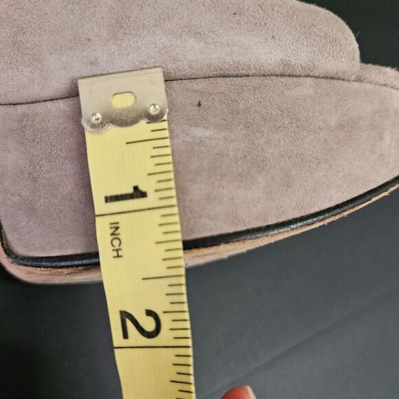 Stuart Weitzman Women's Platform Suede Open Toe Block Heel Sandal Grey 9.5 - Picture 6 of 9